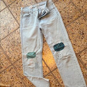 Levi's Light Blue Straight Leg Jeans with Embroidery